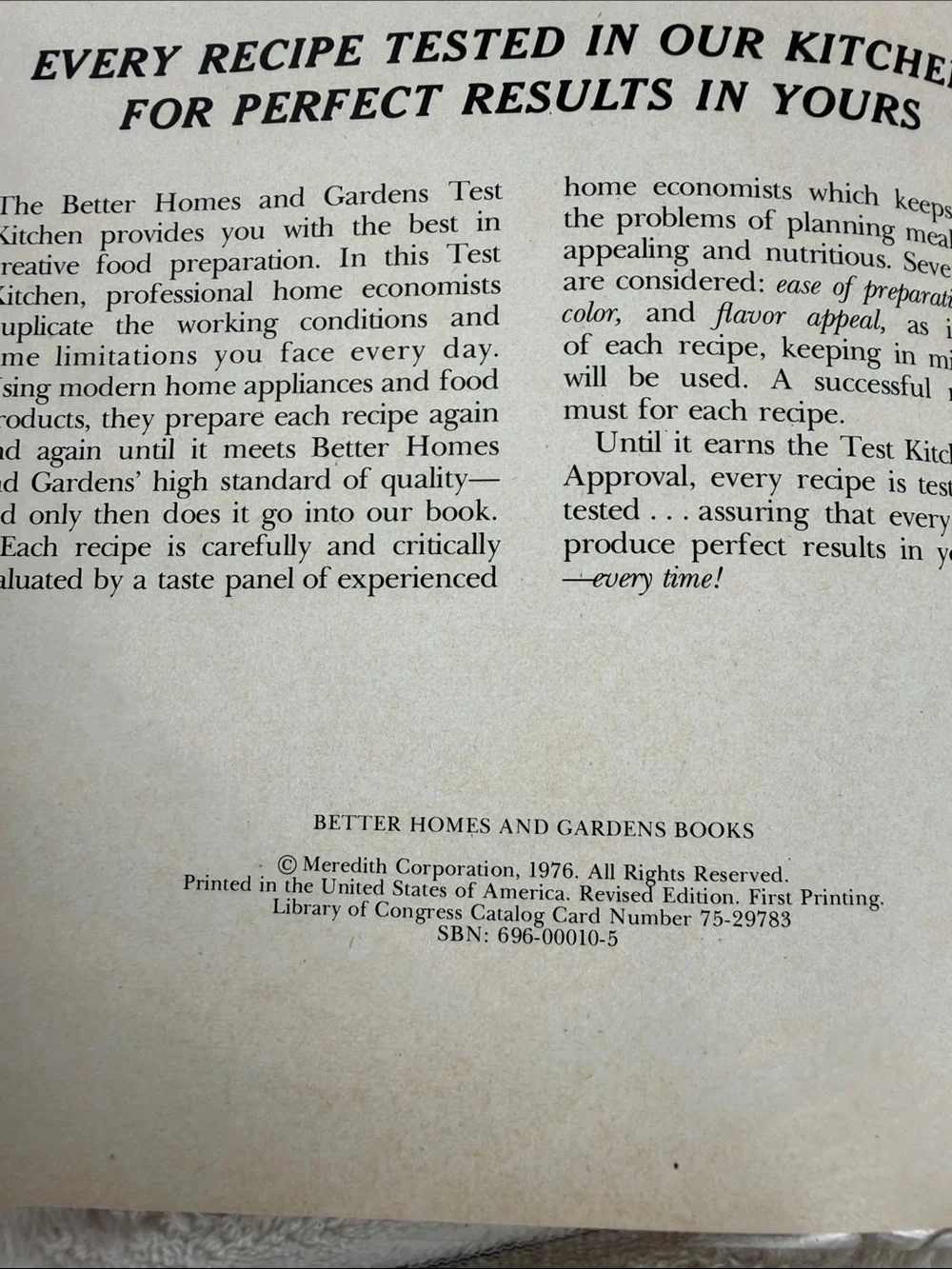 Vintage (1976) Better Homes and Gardens Cook Book